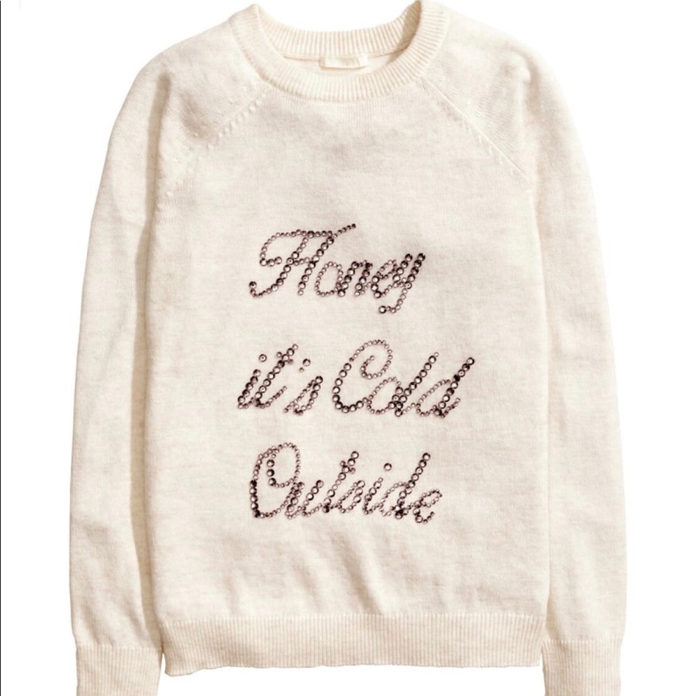 H&M Cream white long sleeve Christmas Sweater